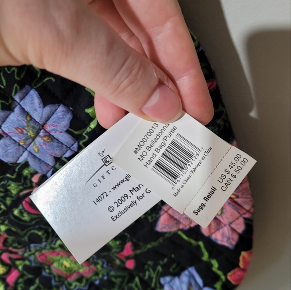 Maria Osmond Belladonna black floral Cotton quilted purse - Picture 9 of 11